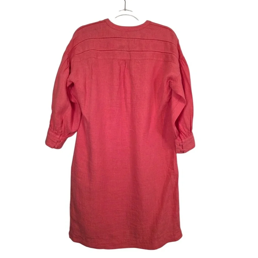 J.McLaughlin Women's S Nylee‎ 100% Linen Shift Dress Rose Pink 3/4 Sleeve NEW
